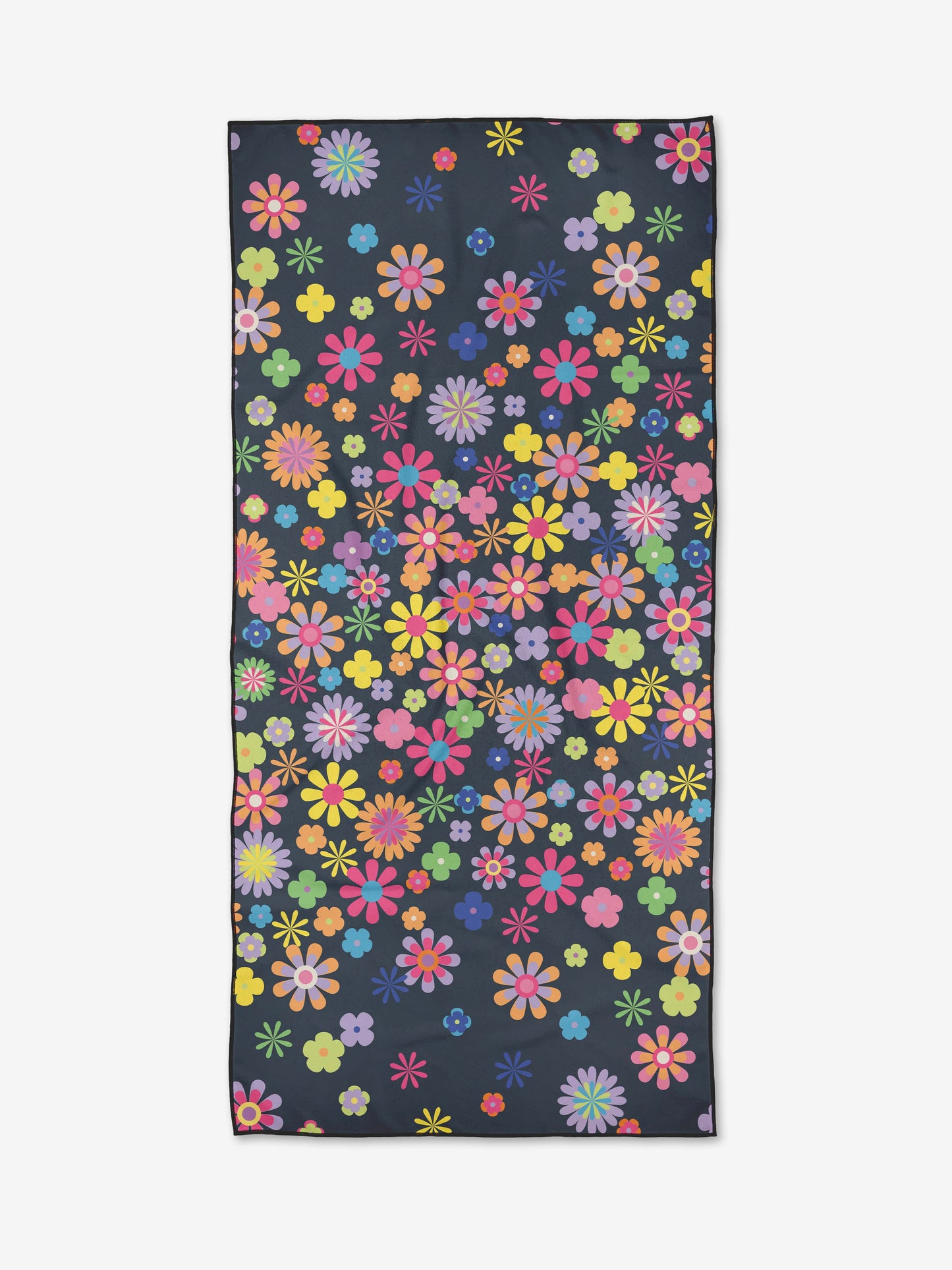 Far Out Flowers Dark Beach Towel
