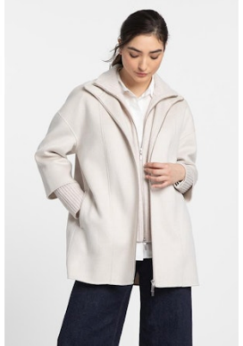 Knit Insert Zip Mock Coat
