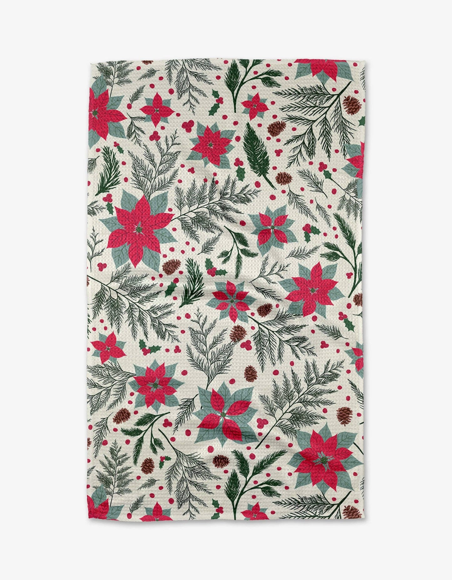 Woodland Poinsettia Tea Towel