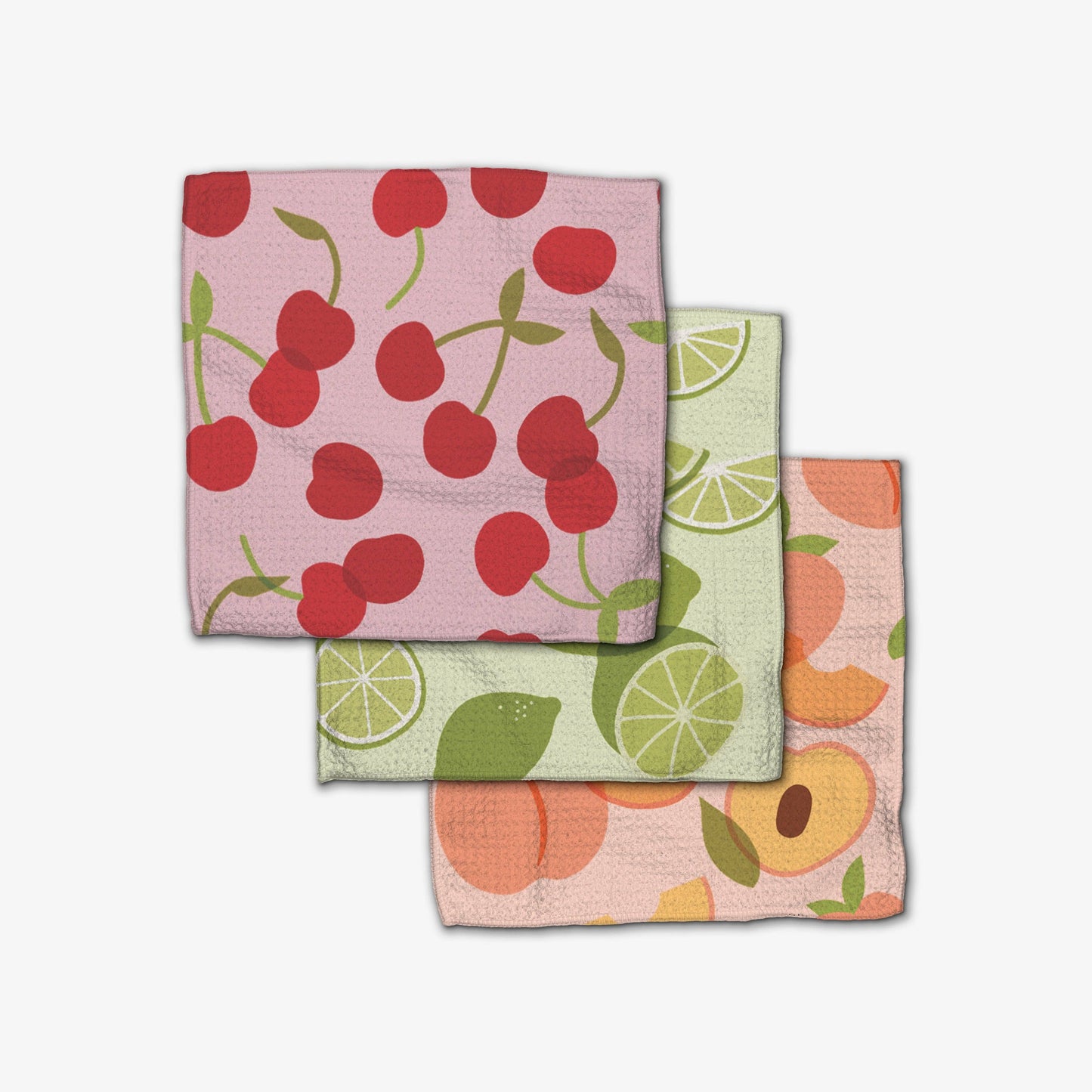 Fruit Fun Dishcloth Set - Cherries, Limes, Peaches